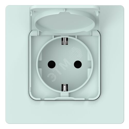 FLITE Розетка с заземлением с защитными шторками и крышкой 16А IP44 РСшкр11-0-44-ФлХЛ холодный лед