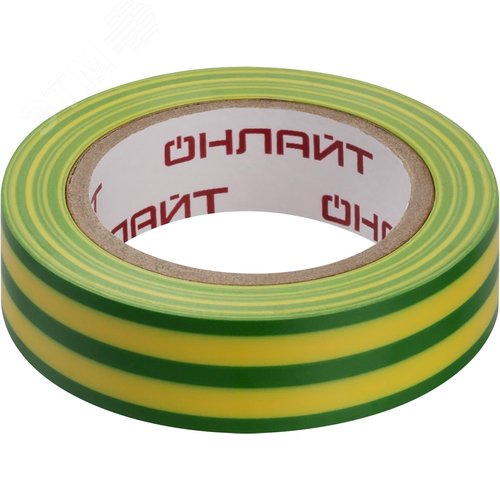 Изолента ПВХ OIT-B15-10-YG желто-зеленая 15мм 10м ОНЛАЙТ