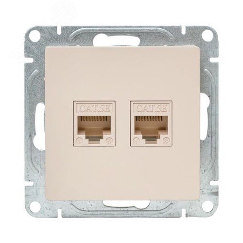 Механизм розетки RJ45 - 2шт (cat5) кремовый Эпика EKF