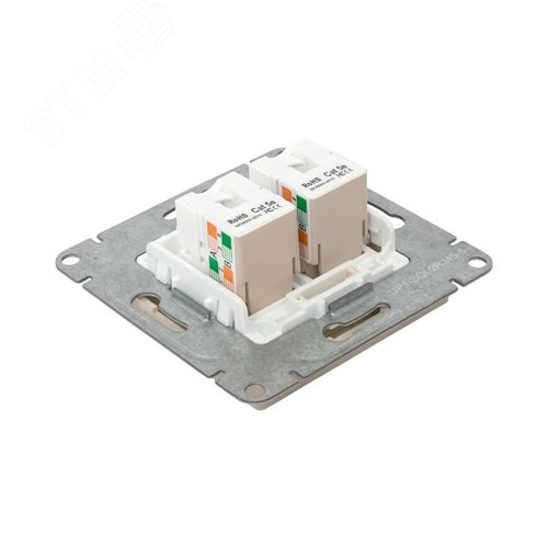 Механизм розетки RJ45 - 2шт (cat5) кремовый Эпика EKF