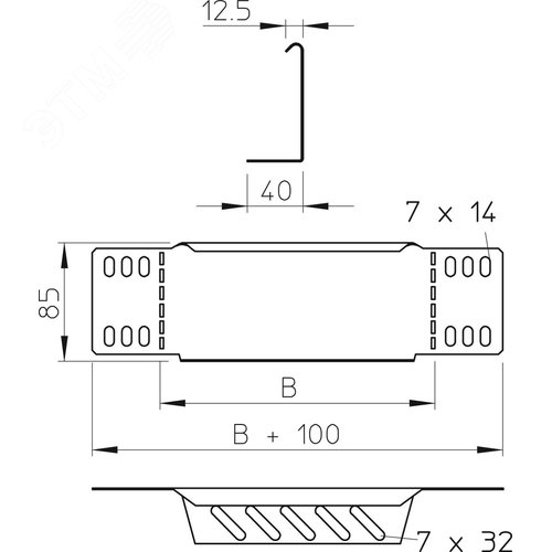 Переходник/концевик B=200 мм, h=85 мм, FS (RWEB 820 FS)