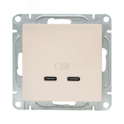 Механизм розетки USB-C - 2шт кремовый Эпика EKF