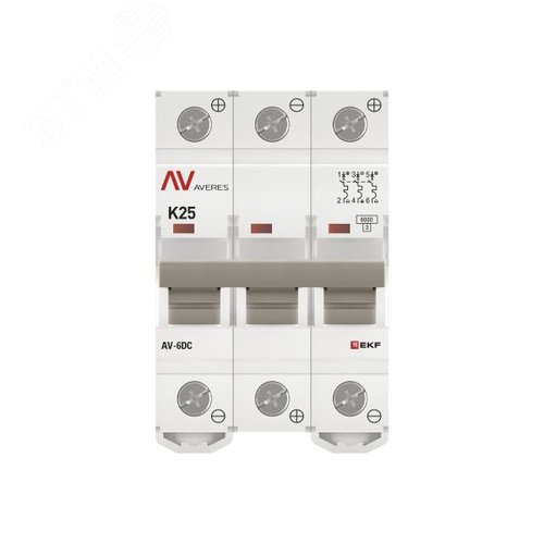 Выключатель автоматический AV-6 DC 3P 25A (K) 6kA AVERES