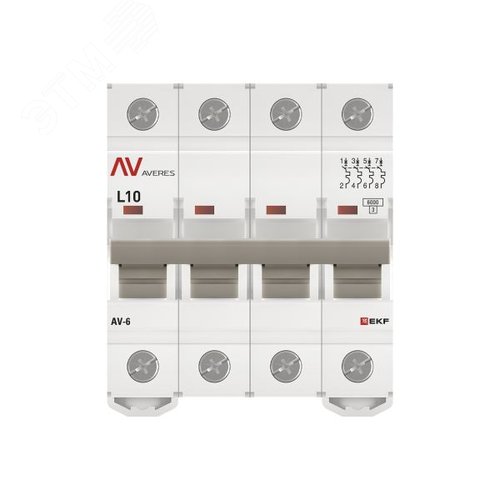 Выключатель автоматический AV-6 4P 10A (L) 6kA AVERES