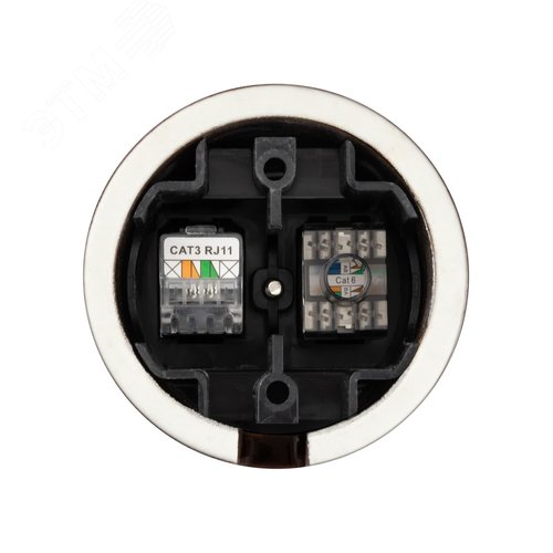 Розетка телефонная RJ11 + компьютерная RJ45 коричневая Болонь TDM