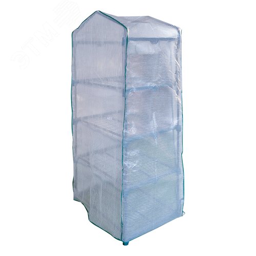 Парник-стеллаж для рассады UGH-R20 H160 GREEN/WHITE 4 полки, 70x50x160см. Металлическая труба в ПВХ, цвет зеленый. Тент из армированного полиэтилена 135г/м2, цвет сетки белый. TM ФитоЛето