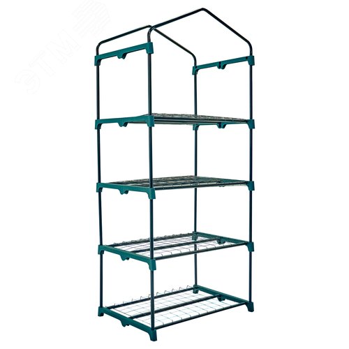 Парник-стеллаж для рассады UGH-R20 H160 GREEN/WHITE 4 полки, 70x50x160см. Металлическая труба в ПВХ, цвет зеленый. Тент из армированного полиэтилена 135г/м2, цвет сетки белый. TM ФитоЛето