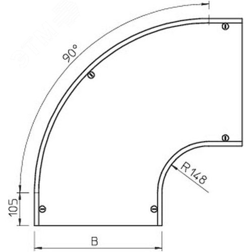 Крышка угловой секции 90°, B=400 мм, FS (DFB 90 400 FS)