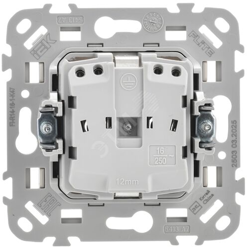 FLITE Розетка с заземлением с защитными шторками безвинтовое крепление 16А РСш11-1-ФлА алюминий