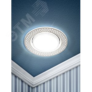 Светильник под лампу Gx53 круглый,220V,13W,белый/хром KL79 WH/CH