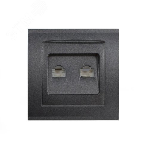 Розетка RJ45+RJ12 серия Бриллиант, скрытой установки, 1А, механизм, графит