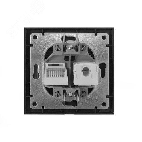 Розетка RJ45+RJ12 серия Бриллиант, скрытой установки, 1А, механизм, графит