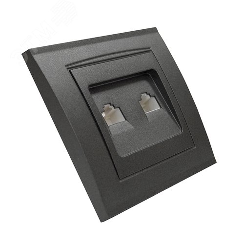 Розетка RJ45+RJ12 серия Бриллиант, скрытой установки, 1А, механизм, графит