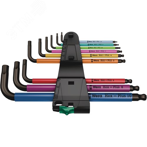 Набор Г-образных ключей с шаром 1.5 - 10 мм 9 предметов. 950/9 Hex-Plus Multicolour BlackLaser 1