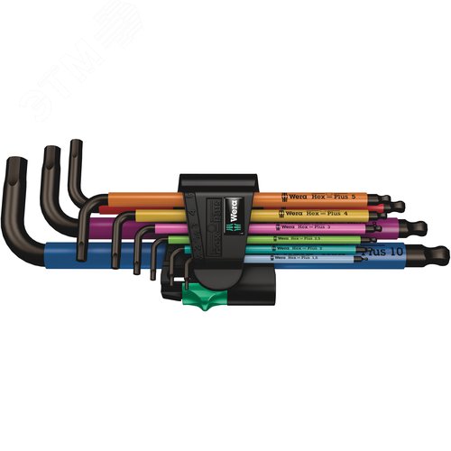 Набор Г-образных ключей с шаром 1.5 - 10 мм 9 предметов. 950/9 Hex-Plus Multicolour BlackLaser 1