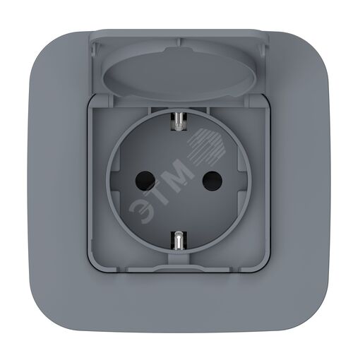 FLITE Розетка с заземлением с защитными шторками и крышкой 16А IP44 РСшкр11-0-44-ФлМ маренго