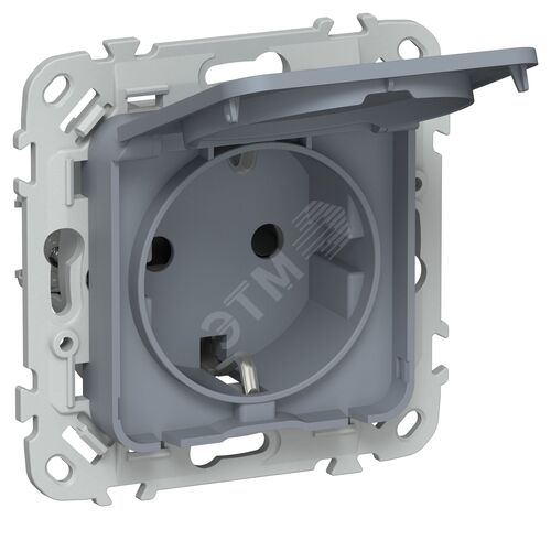 FLITE Розетка с заземлением с защитными шторками и крышкой 16А IP44 РСшкр11-0-44-ФлМ маренго