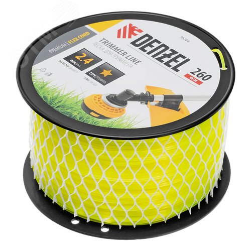 Леска для триммера звезда, 2,4мм х 260м, на DIN катушке FLEX CORD