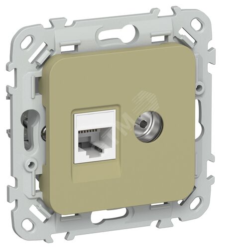 FLITE Розетка 2-местная RJ45/TV категория 5Е UTP РКТВ5е-2-0-ФлО оливковый
