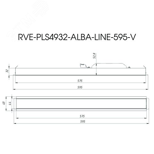 Светильник светодиодный RVE-PLS4932-ALBA-LINE-595-V (Линейный 595х49х32мм 18Вт Встраиваемый 4000К Белый)