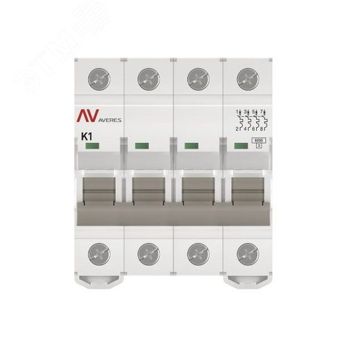 Выключатель автоматический AV-6 4P 1A (K) 6kA AVERES
