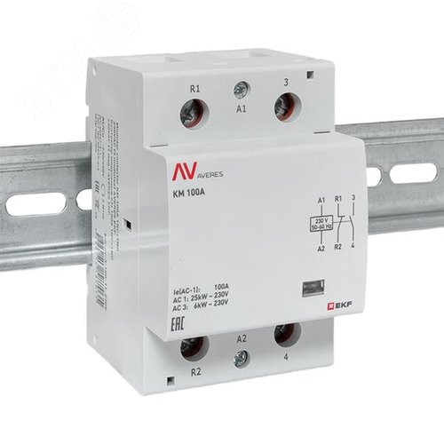 Контактор модульный КМ 100А 1NC+1NO 230VAC (3 мод.) AVERES