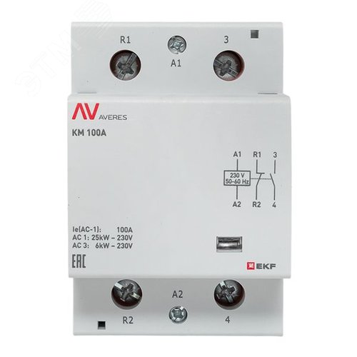Контактор модульный КМ 100А 1NC+1NO 230VAC (3 мод.) AVERES
