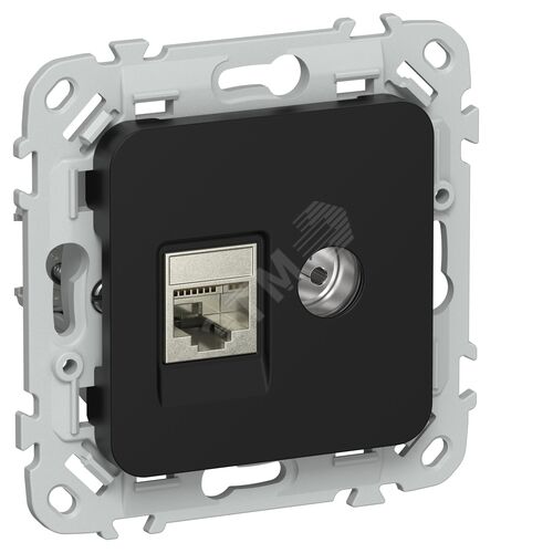 FLITE Розетка 2-местная RJ45/TV категория 6 STP РКТВ6-2-1-ФлЧ черный