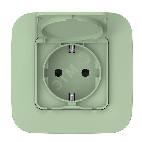 FLITE Розетка с заземлением с защитными шторками и крышкой 16А IP44 РСшкр11-0-44-ФлФ фисташковый