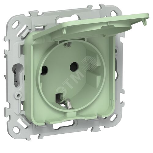 FLITE Розетка с заземлением с защитными шторками и крышкой 16А IP44 РСшкр11-0-44-ФлФ фисташковый