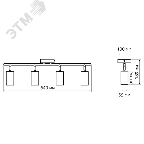 Светильник декоративный ДПО 0404 4xGU10 черный 230V IP20 JazzWay