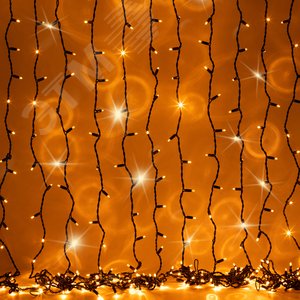 Гирлянда 600LED Занавес 3 м x 2 м, желтый свет, черный каучук, 220 В, IP65 ERAPS-Z
