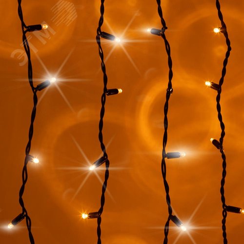 Гирлянда 600LED Занавес 3 м x 2 м, желтый свет, черный каучук, 220 В, IP65 ERAPS-Z