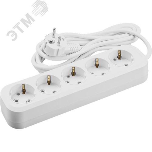 Удлинитель бытовой OPE-S-05-500-E-3x1 с заземлением 5 розеток 5м ПВС 3х1 3500Вт