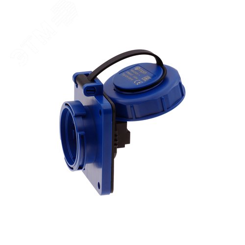 Розетка встраиваемая 16А/250V/2P+E/IP66/67 75x75 подкл. сзади синяя