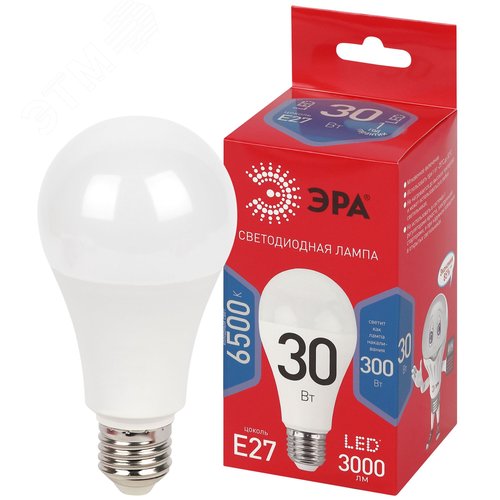 Лампа светодиодная ЭРА RED LINE LED A70-30W-865-E27 R 30Вт груша холодный дневной свет Е27