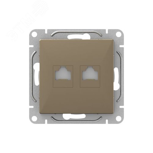 Механизм розетки RJ45 - 2шт, (cat6), шампань Эпика EKF