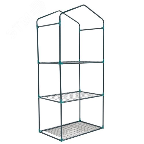 Парник-стеллаж для рассады UGH-R10 H125 GREEN/WHITE 3 полки, 60x40x125см. Металлическая труба в ПВХ, цвет зеленый. Тент из армированного полиэтилена 135г/м2, цвет сетки белый. TM ФитоЛето