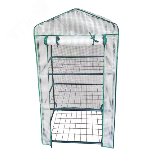 Парник-стеллаж для рассады UGH-R10 H125 GREEN/WHITE 3 полки, 60x40x125см. Металлическая труба в ПВХ, цвет зеленый. Тент из армированного полиэтилена 135г/м2, цвет сетки белый. TM ФитоЛето