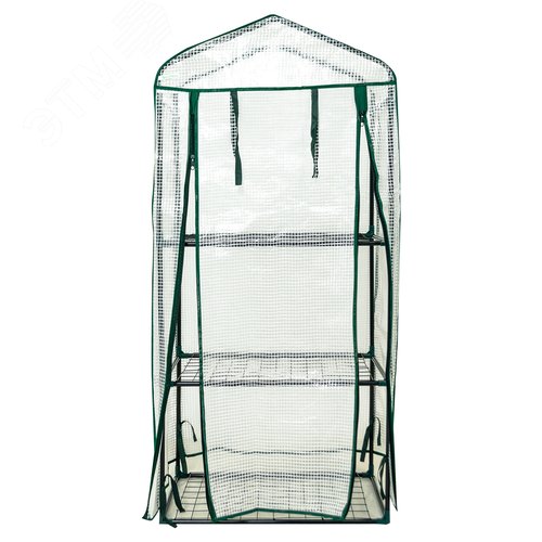Парник-стеллаж для рассады UGH-R10 H125 GREEN/WHITE 3 полки, 60x40x125см. Металлическая труба в ПВХ, цвет зеленый. Тент из армированного полиэтилена 135г/м2, цвет сетки белый. TM ФитоЛето