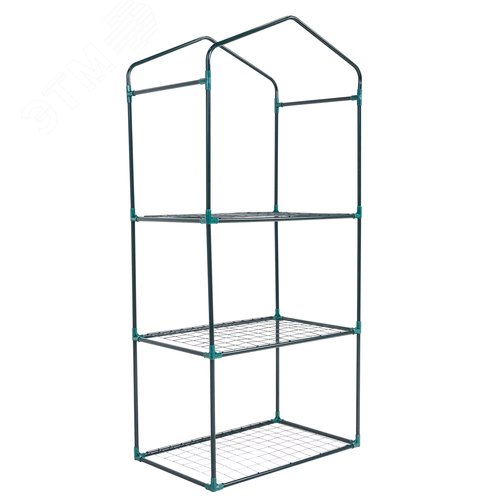 Парник-стеллаж для рассады UGH-R10 H125 GREEN/WHITE 3 полки, 60x40x125см. Металлическая труба в ПВХ, цвет зеленый. Тент из армированного полиэтилена 135г/м2, цвет сетки белый. TM ФитоЛето