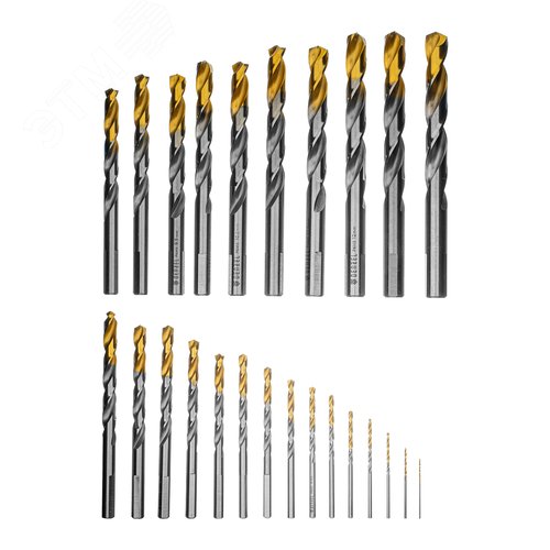 Набор сверл по металлу, 1-13 мм, Р6М5-TiN, Golden Tip, 25 шт