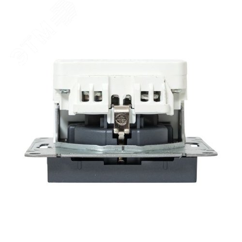 Механизм розетки с USB-C - 2шт 16А с заземлением со шторками графит Эпика EKF