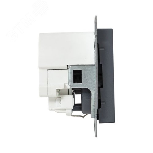 Механизм розетки с USB-C - 2шт 16А с заземлением со шторками графит Эпика EKF