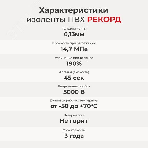 Изолента РЕКОРД 15мм х 10м х 0,13мм, черный