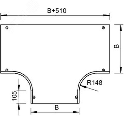 Крышка Т-образной секции, B=400 мм, FS (DFT 400 FS)