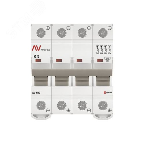 Выключатель автоматический AV-6 DC 4P 3A (K) 6kA AVERES