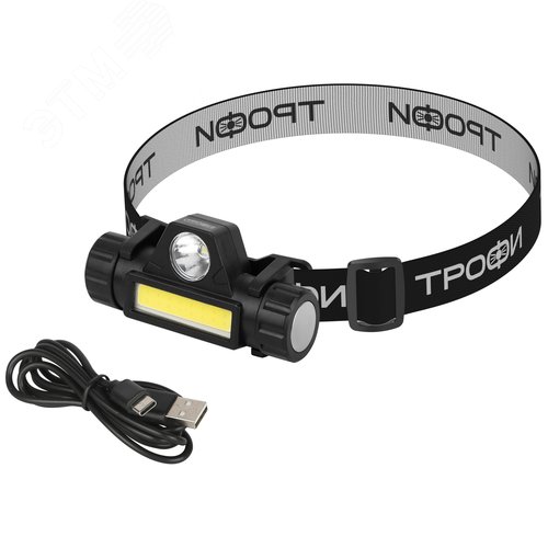 Фонарь налобный светодиодный Трофи GA-101 аккумуляторный 3 Вт COB + 3 Вт LED 2 режима магнит