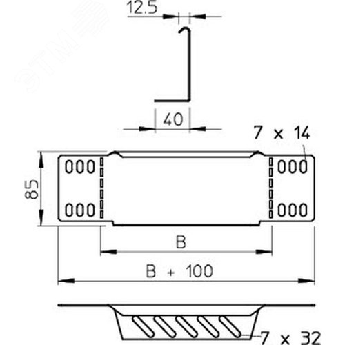 Переходник/концевик B=100 мм, h=85 мм, FT (RWEB 810 DD)