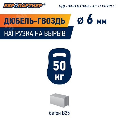 Дюбель-гвоздь 6х80 нейлон грибовидный бортик (70 шт)